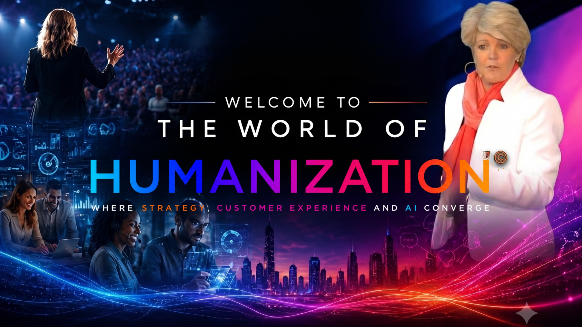 Conference cover artwork for the Humanization keynote by Lynn Baker.